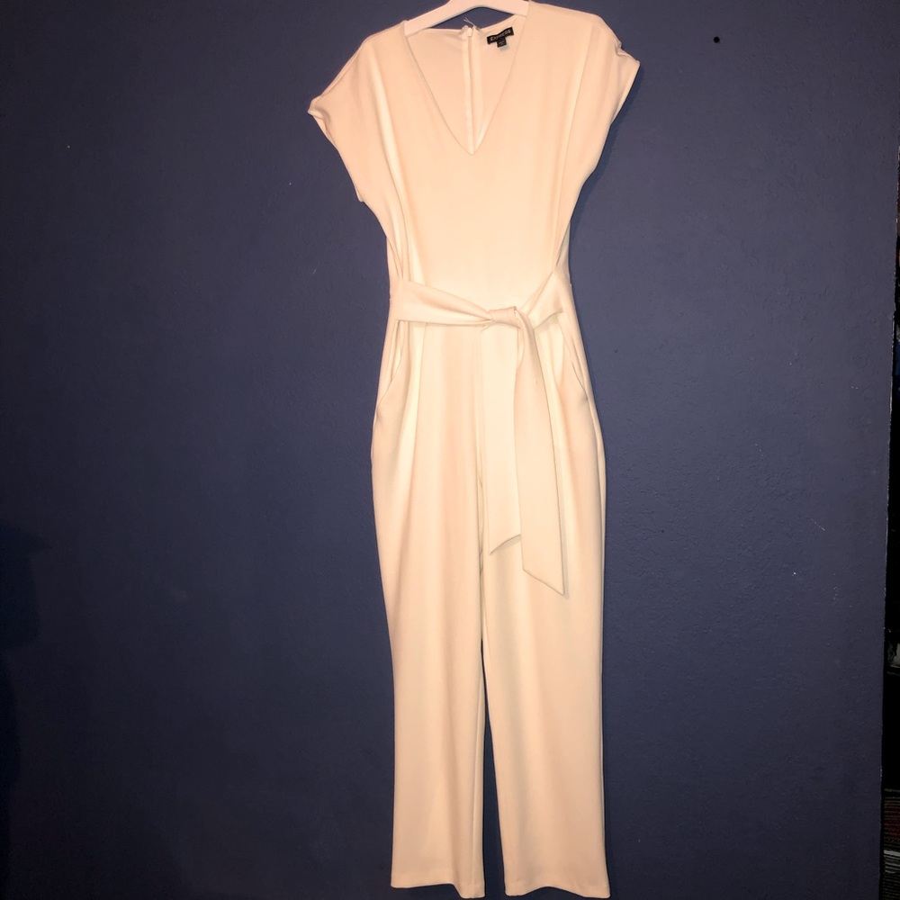 Express belted off white jumpsuit in small
